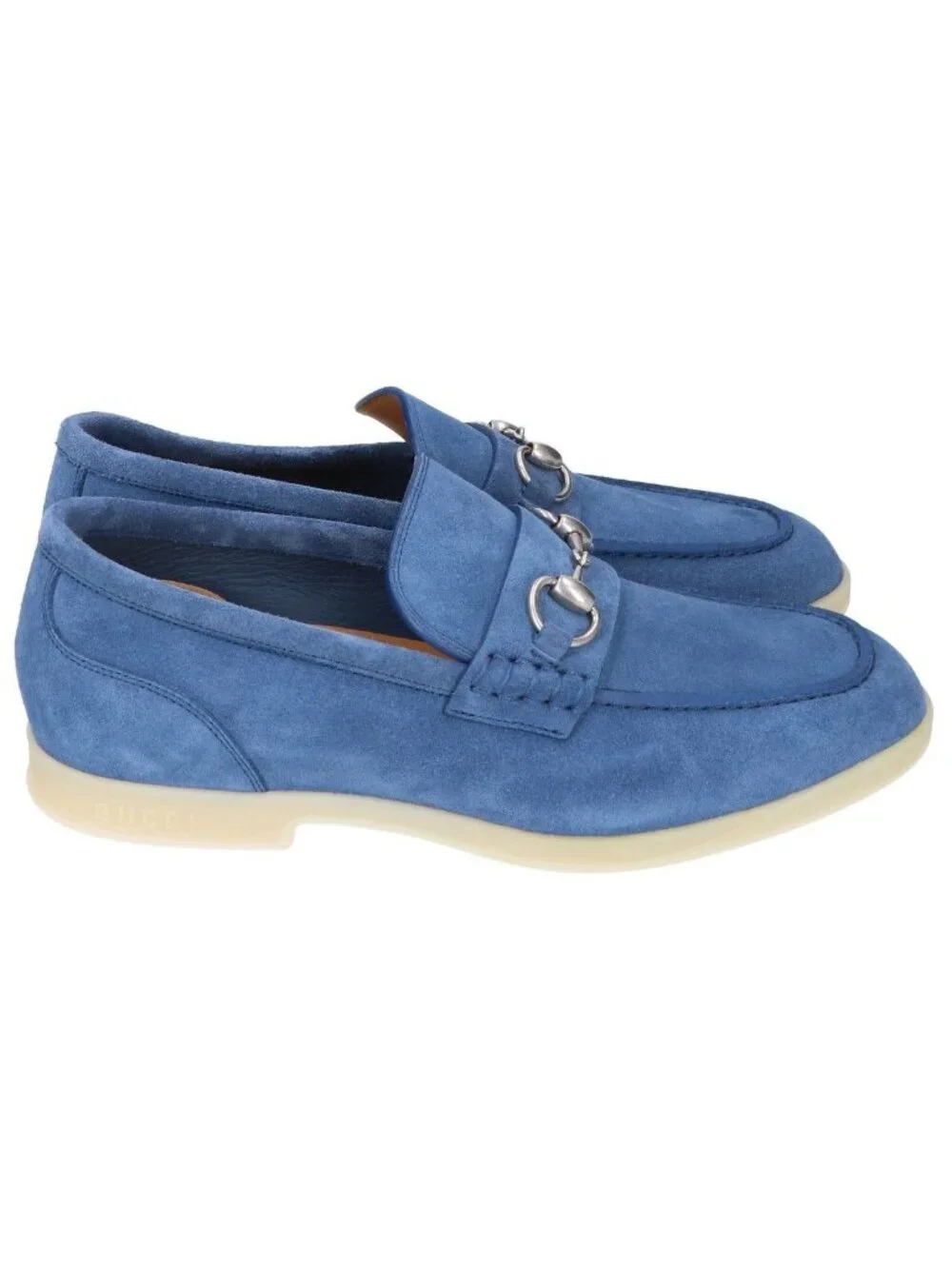 Gucci Blue Suede Horsebit Loafers
